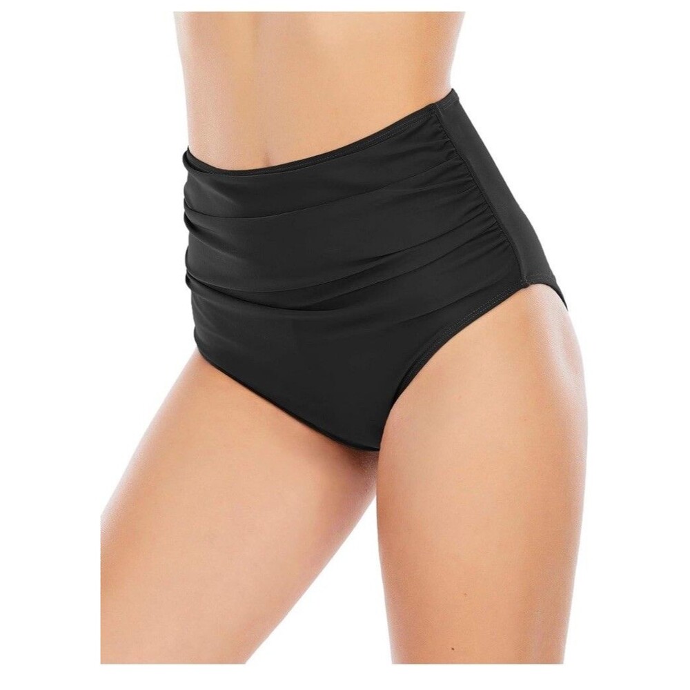 Womens High Waisted Bikini Bottoms Tummy Control Swim Bottom Ruched Full Cove...